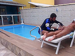 Big Ass Woman Is Having Sex With A Handsome Pool Guy And