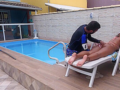 Big Ass Woman Is Having Sex With A Handsome Pool Guy And