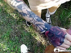Fucking A Sexy Cutie Outdoors In Doggy