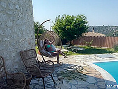 Beautiful Bitch Masturbates By The Pool