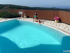 Beautiful Bitch Masturbates By The Pool