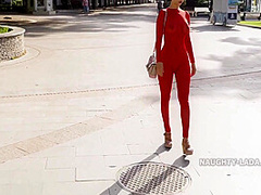 Morning Walk In A Transparent Suit In Public 7 Min