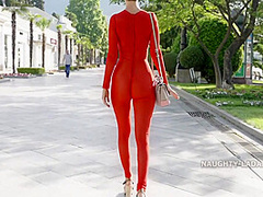 Morning Walk In A Transparent Suit In Public 7 Min