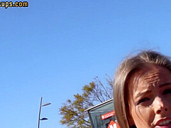 Pickup tanned POV babe in outdoor fuck after casting