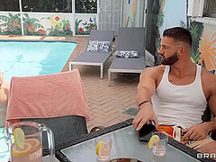 Bald-headed Dude Bangs Nymphomaniac Cougar By The Pool - Alexis Fawx