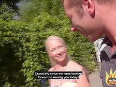 Hot Blonde Teen Jesse Key Takes Two Big Dicks Outside In Public