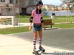 Skater teen masturbates on a bench