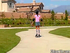 Skater teen masturbates on a bench