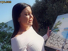 POV outdoor casting fuck with big boobed busty babe