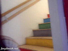 Jeny Smith caught naked in hostel. Reception guys are shocked. Real situation ***