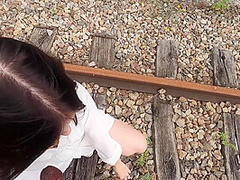 Pretty Ukraine Wooden Fuck On The Train Station