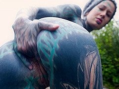 Outdoor Public Anal Fucking. Gape, Blowjob, Tattooed Teen Facial