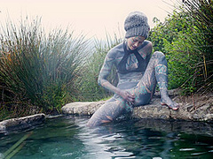 Outdoor Public Anal Fucking. Gape, Blowjob, Tattooed Teen Facial