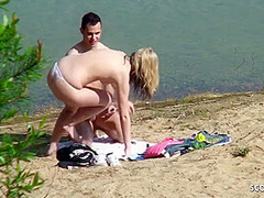 Real Teen Couple On German Beach, Voyeur Fuck With Stranger