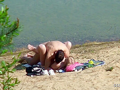 Real Teen Couple On German Beach, Voyeur Fuck With Stranger