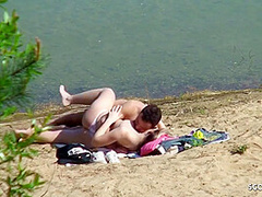 Real Teen Couple On German Beach, Voyeur Fuck With Stranger