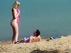 Real Teen Couple On German Beach, Voyeur Fuck With Stranger