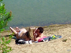 Real Teen Couple On German Beach, Voyeur Fuck With Stranger