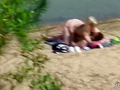 Real Teen Couple On German Beach, Voyeur Fuck With Stranger