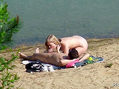 Real Teen Couple On German Beach, Voyeur Fuck With Stranger
