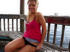 Outdoor solo blonde teen little kelly masturbates