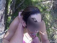 Fucking A Hot Milf In The Forest With Cum In Her Mouth