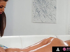 ALL GIRL MASSAGE - Sexy Customer Has A Good Fuck With Her Masseuse While Her GF Watches On Remote