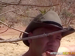 African Farm Maid Spit Roasted By White Rancher And His Farm Hand