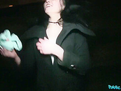 Dark Haired Woman Takes Strangers We