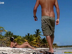 Busty Brunette Is Having Hardcore Sex On The Beach In The