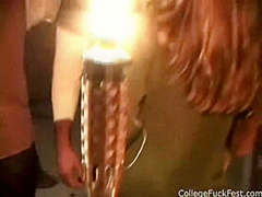 College sluts ride dicks as others watch