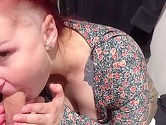 Young Redhead Wife Gives Blowjob In