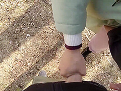 Real Forest Walking With Remote Toy In Panties End With Handjob And Cum Fountain - Rose Blue01