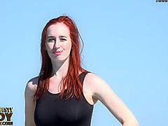 Stretching Eroticlly Outside Near The Pool - Watch4Fetish