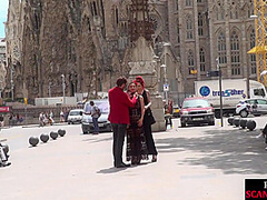 Redhead domina n lord showing their naked babe sub in public