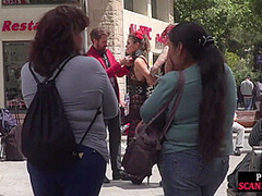 Redhead domina n lord showing their naked babe sub in public