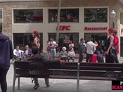 Redhead domina n lord showing their naked babe sub in public