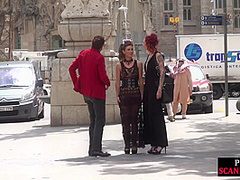 Redhead domina n lord showing their naked babe sub in public