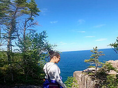 Cute Amateur Teen Does Risky Deepthroat On Park Trail Cliff Side By The Beach Pov 4k