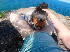 Cute Amateur Teen Does Risky Deepthroat On Park Trail Cliff Side By The Beach Pov 4k