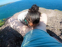 Cute Amateur Teen Does Risky Deepthroat On Park Trail Cliff Side By The Beach Pov 4k
