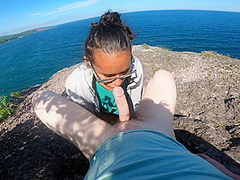 Cute Amateur Teen Does Risky Deepthroat On Park Trail Cliff Side By The Beach Pov 4k