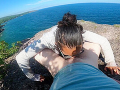 Cute Amateur Teen Does Risky Deepthroat On Park Trail Cliff Side By The Beach Pov 4k