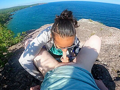 Cute Amateur Teen Does Risky Deepthroat On Park Trail Cliff Side By The Beach Pov 4k