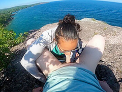 Cute Amateur Teen Does Risky Deepthroat On Park Trail Cliff Side By The Beach Pov 4k