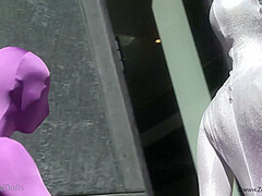 With Spandex Catsuit In A Cafг© - Watch4Fetish