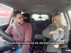 Busty tattooed MILF publicly pussyfucked outdoor in the car