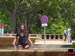 Throating teen in stockings n heels spanked in public ***