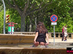 Throating teen in stockings n heels spanked in public ***