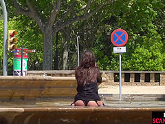 Throating teen in stockings n heels spanked in public ***